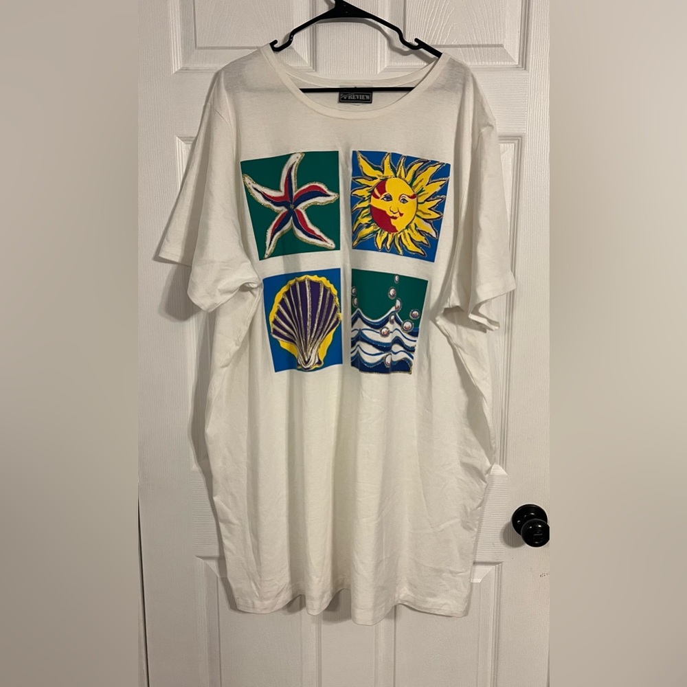 Vintage Special Preview 3xl Night Shirt With Glitter Painted Detailing Nature